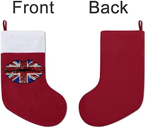 Grã -Bretanha Lipstick Lips Red Christmas Holiday meias decorações de casa para lareira de árvore